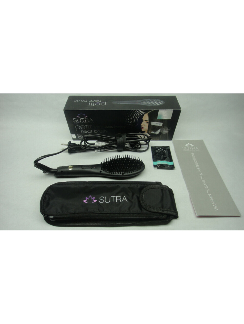 Sutra Petit Mini Heat Hair Brush Compact Travel Size Black